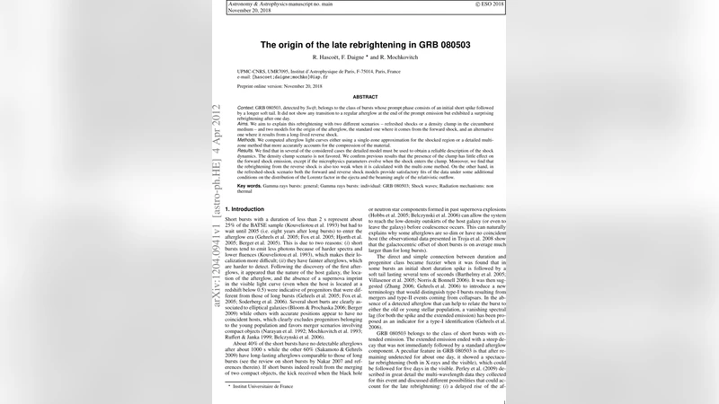 The origin of the late rebrightening in GRB 080503