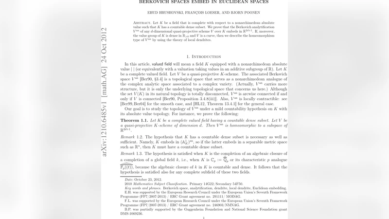 Berkovich spaces embed in Euclidean spaces