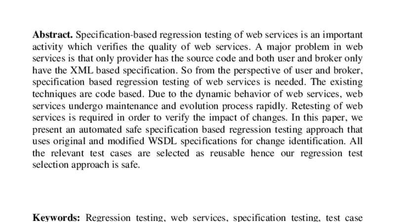 A Safe Regression Testing Technique for Web Services based on WSDL   Specification