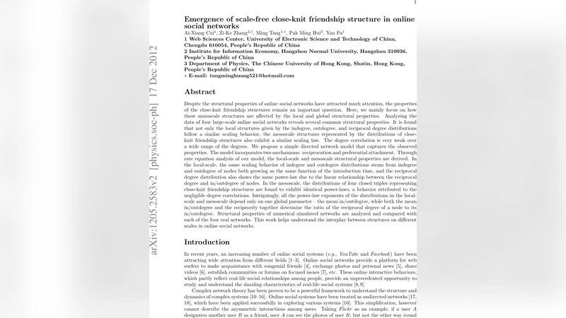 Emergence of scale-free close-knit friendship structure in online social   networks