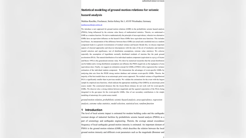 Statistical modeling of ground motion relations for seismic hazard   analysis