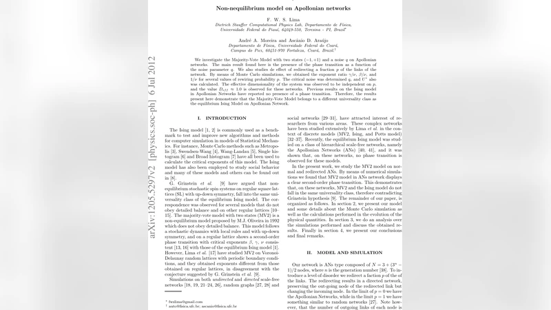 Non-nequilibrium model on Apollonian networks