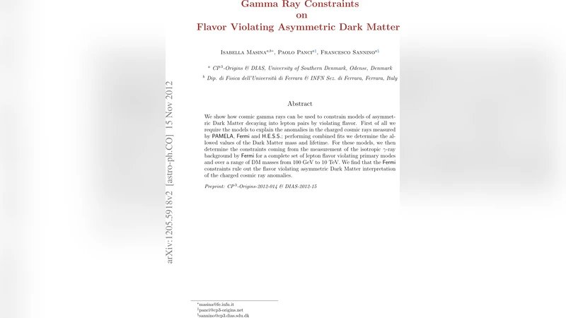 Gamma Ray Constraints on Flavor Violating Asymmetric Dark Matter