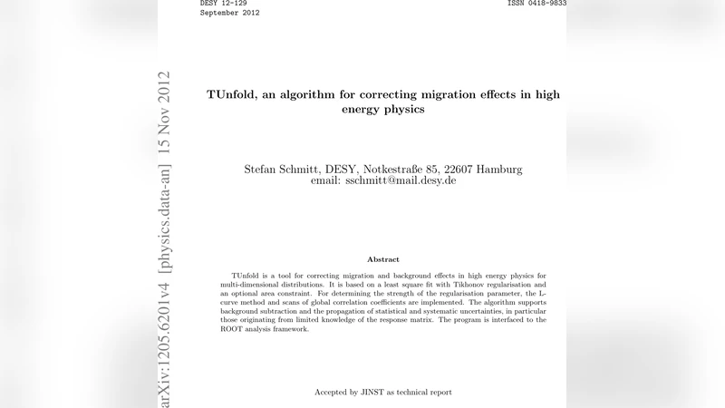 TUnfold: an algorithm for correcting migration effects in high energy   physics