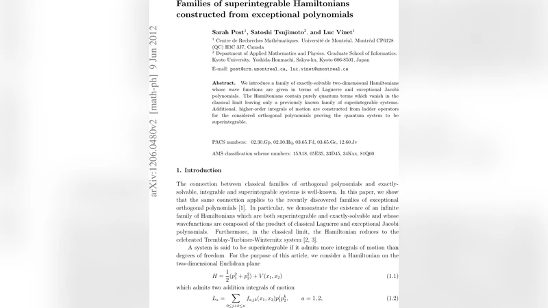 Families of superintegrable Hamiltonians constructed from exceptional   polynomials