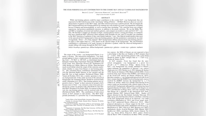 The Star-Forming Galaxy Contribution to the Cosmic MeV and GeV Gamma-Ray   Background