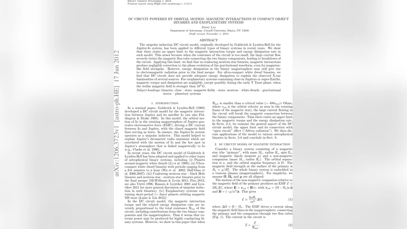 DC Circuit Powered by Orbital Motion: Magnetic Interactions in Compact   Object Binaries and Exoplanetary Systems