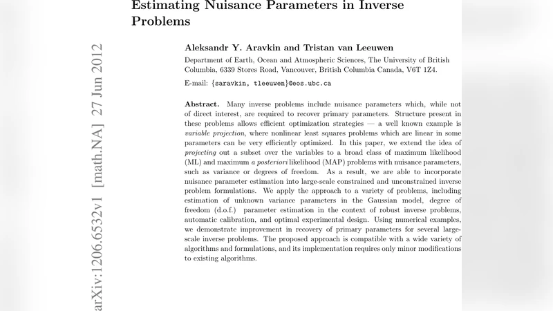 Estimating Nuisance Parameters in Inverse Problems
