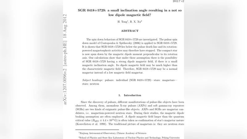 SGR 0418+5729: a small inclination angle resulting in a not so low   dipole magnetic field?