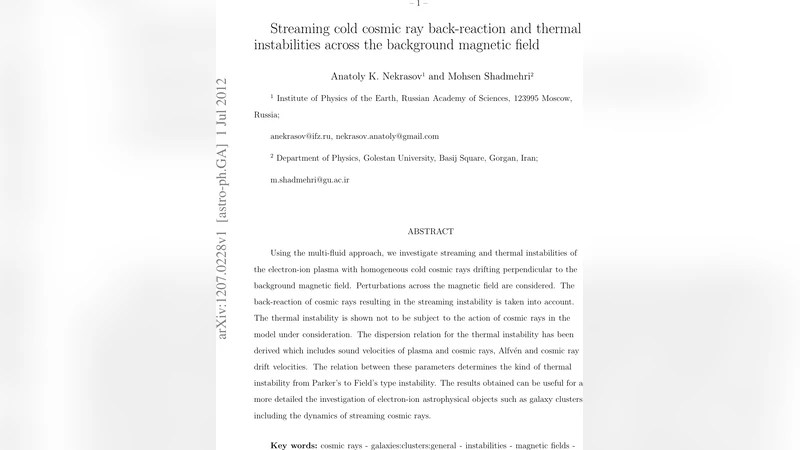 Streaming cold cosmic ray back-reaction and thermal instabilities across   the background magnetic field