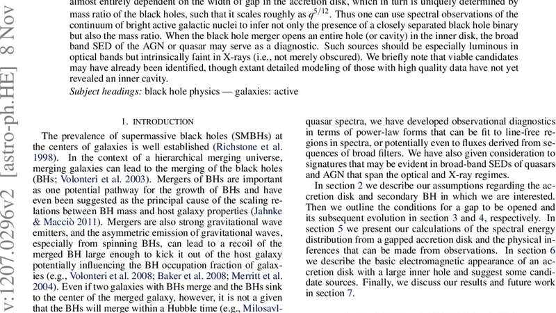 Observable Consequences of Merger-Driven Gaps and Holes in Black Hole   Accretion Disks