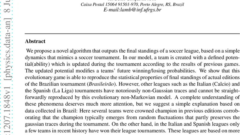 A Simple Non-Markovian Computational Model of the Statistics of Soccer   Leagues: Emergence and Scaling effects