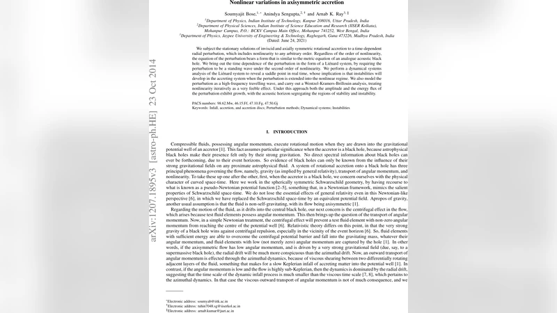 Nonlinear variations in axisymmetric accretion