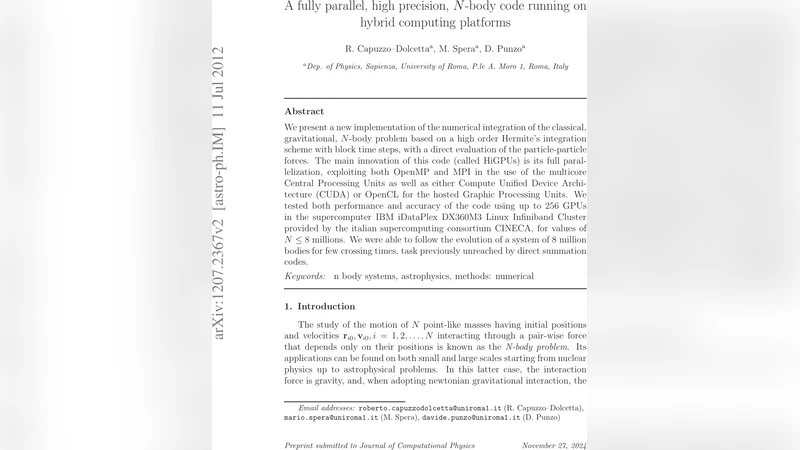 A fully parallel, high precision, N-body code running on hybrid   computing platforms