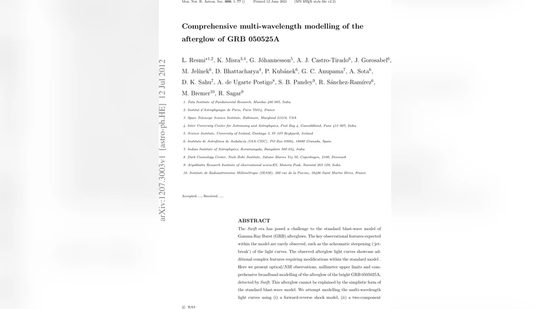 Comprehensive multi-wavelength modelling of the afterglow of GRB050525A