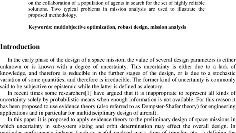 Robust Mission Design Through Evidence Theory and Multi-Agent   Collaborative Search