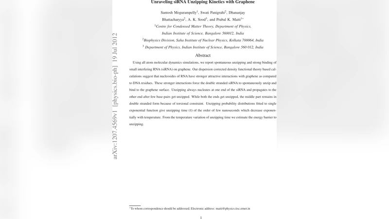 Unraveling siRNA Unzipping Kinetics with Graphene