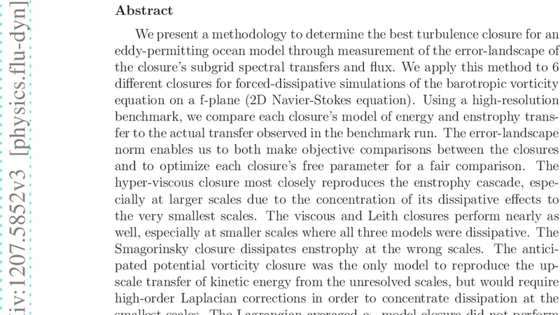 A framework for the evaluation of turbulence closures used in mesoscale   ocean large-eddy simulations