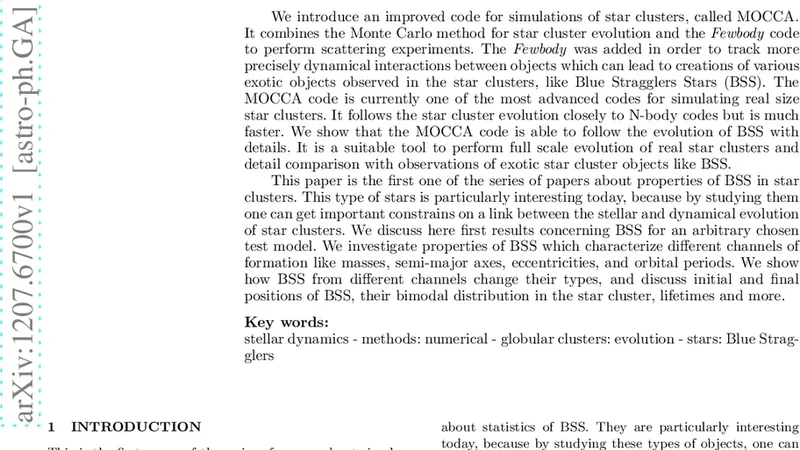 MOCCA code for star cluster simulations - I. Blue Stragglers, first   results