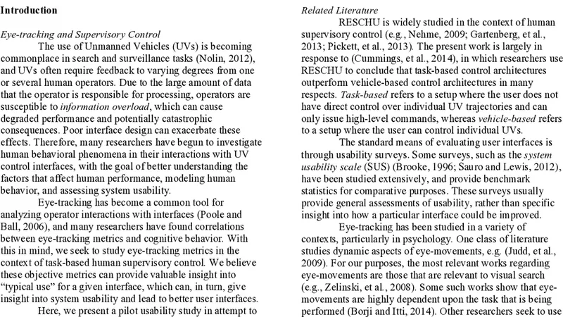 Eye-Tracking Metrics for Task-Based Supervisory Control