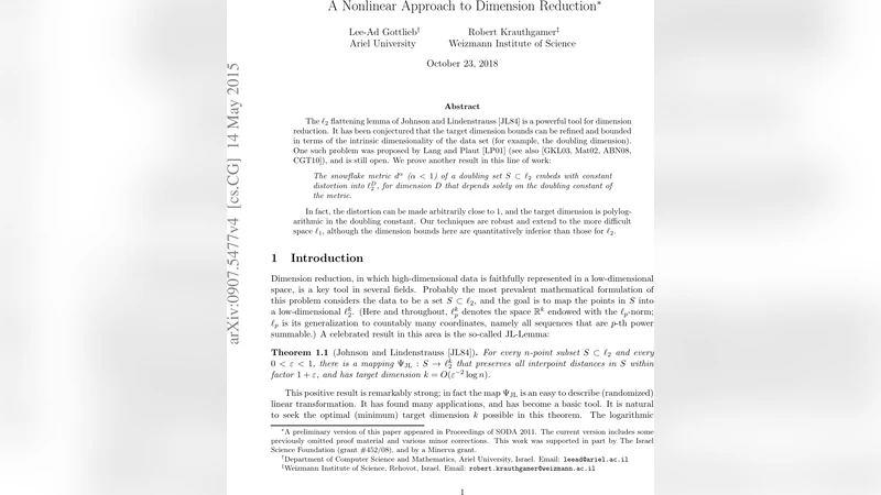 A Nonlinear Approach to Dimension Reduction