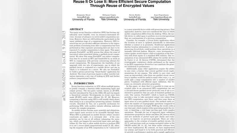 Reuse It Or Lose It: More Efficient Secure Computation Through Reuse of   Encrypted Values