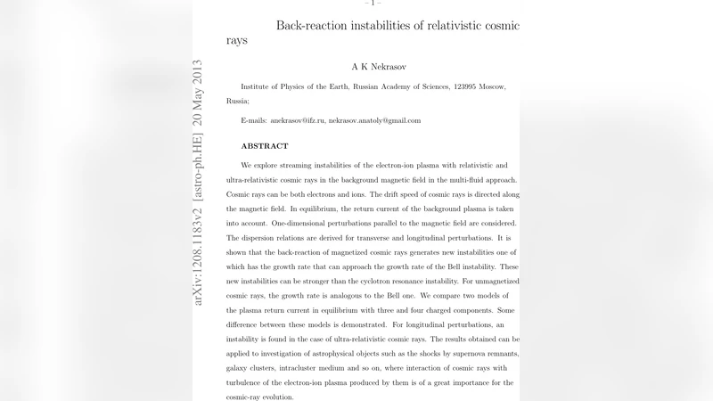 Back-reaction instabilities of relativistic cosmic rays