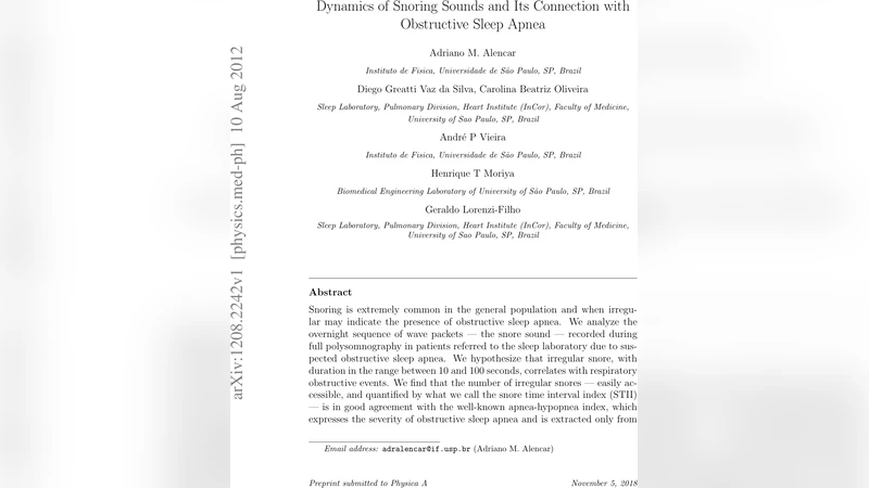 Dynamics of Snoring Sounds and Its Connection with Obstructive Sleep   Apnea