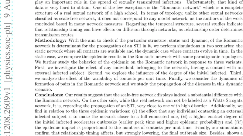 Epidemics scenarios in the "Romantic network"