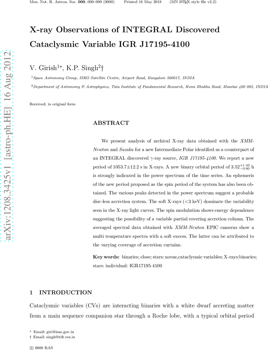 X-ray Observations of INTEGRAL Discovered Cataclysmic Variable IGR   J17195-4100