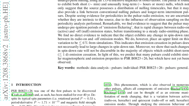 On the Pulse Intensity Modulation of PSR B0823+26