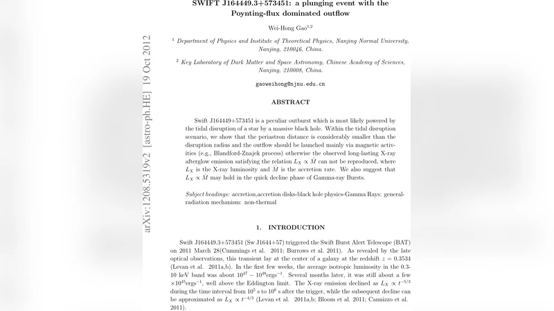 SWIFT J164449.3+573451: a plunging event with the Poynting-flux   dominated outflow