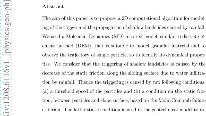 A computational toy model for shallow landslides: Molecular Dynamics   approach