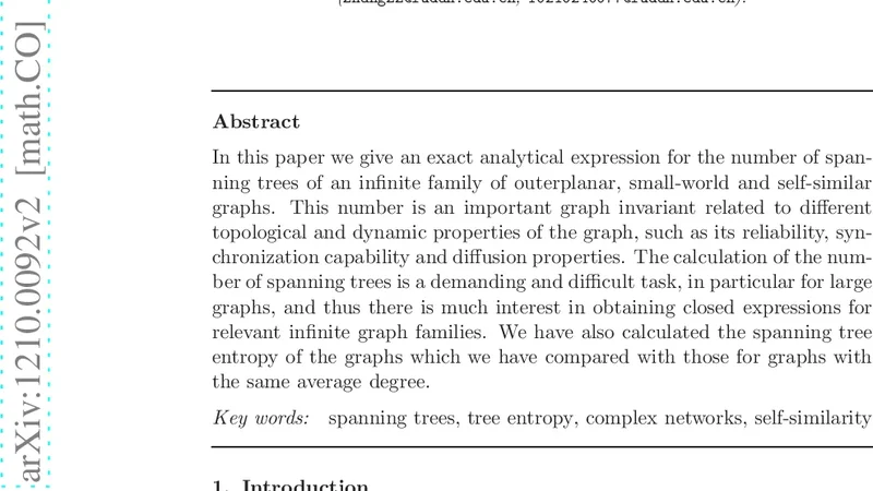 The Number of Spanning Trees of an Infinite Family of Outerplanar,   Small-World and Self-Similar Graphs