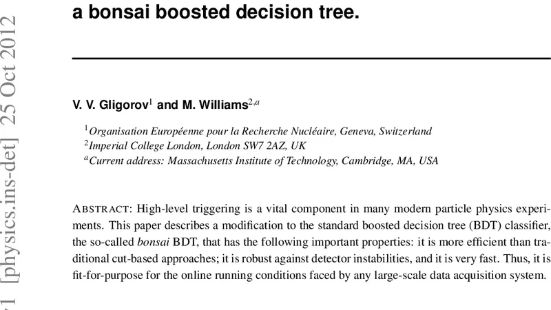 Efficient, reliable and fast high-level triggering using a bonsai   boosted decision tree