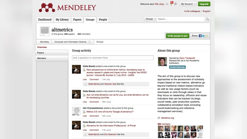 User Participation in an Academic Social Networking Service: A Survey of   Open Group Users on Mendeley