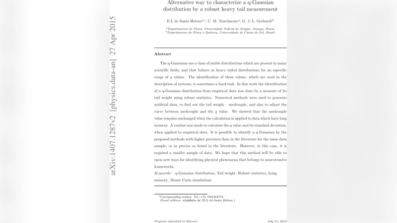 Alternative way to characterize a q-gaussian distribution by a robust   heavy tail measurement