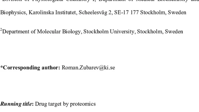 Expression proteomics reveals protein targets and highlights mechanisms   of action of small molecule drugs