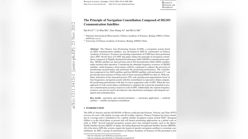 The Principle of Navigation Constellation Composed of SIGSO   Communication Satellites