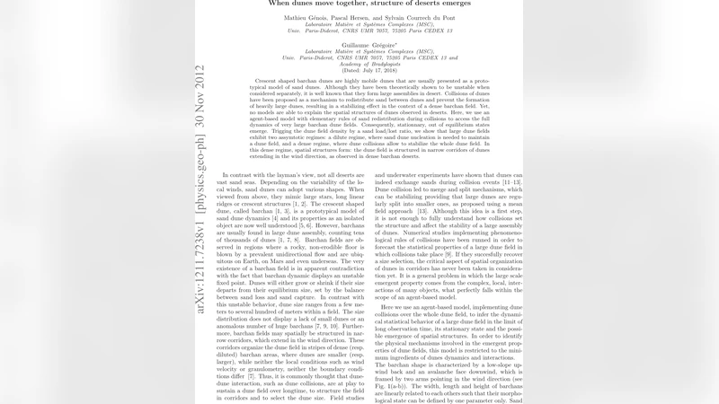 When dunes move together, structure of deserts emerges