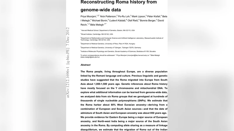 Reconstructing Roma history from genome-wide data