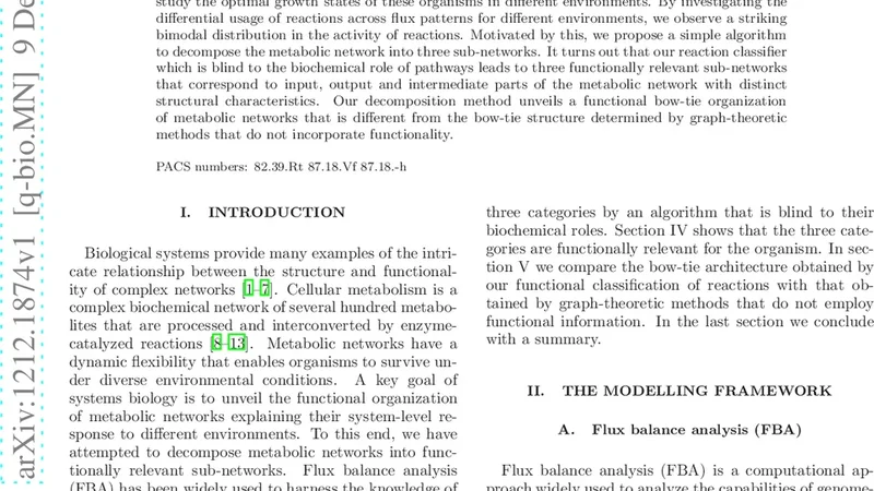 Flux-based classification of reactions reveals a functional bow-tie   organization of complex metabolic networks