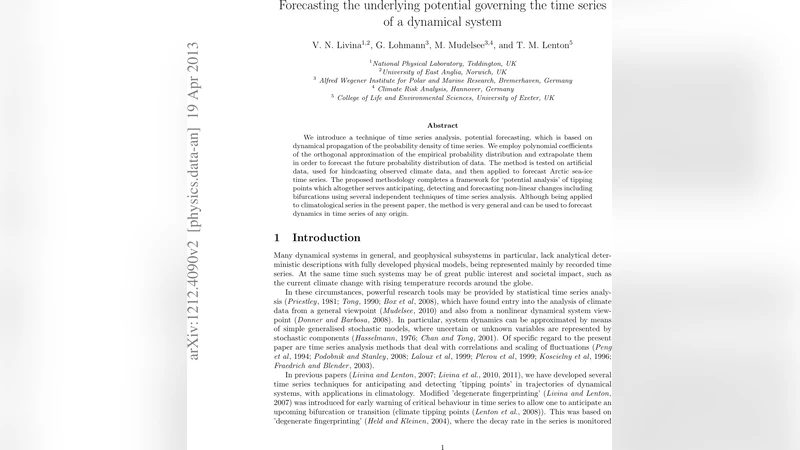 Forecasting the underlying potential governing the time series of a   dynamical system