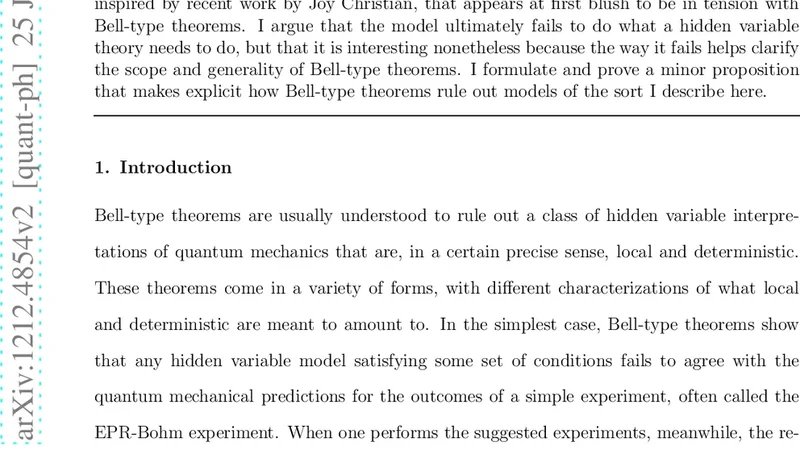 The Scope and Generality of Bells Theorem