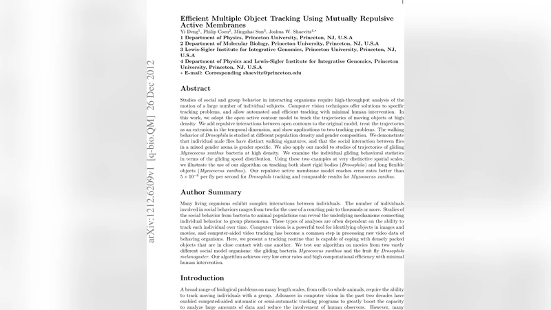 Efficient Multiple Object Tracking Using Mutually Repulsive Active   Membranes
