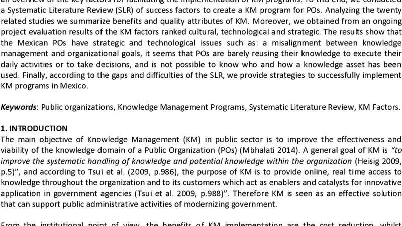 Strategies for fostering Knowledge Management Programs in Public   Organizations