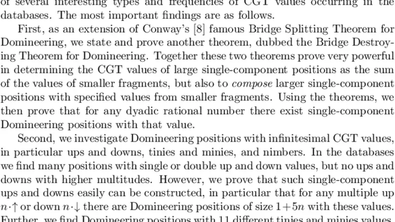 New Results for Domineering from Combinatorial Game Theory Endgame   Databases