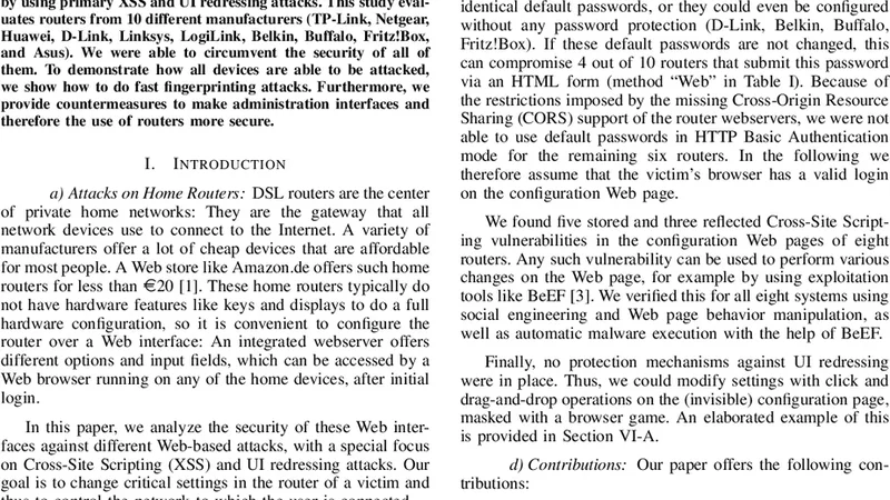 Owning Your Home Network: Router Security Revisited