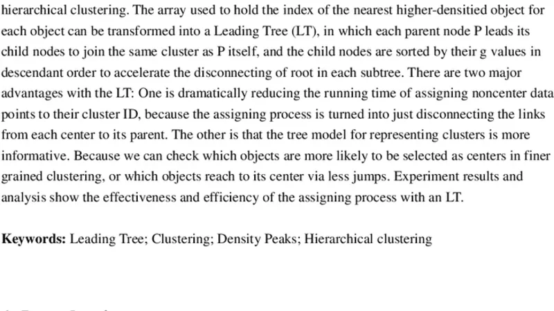 Leading Tree in DPCLUS and Its Impact on Building Hierarchies
