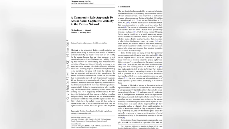 A community role approach to assess social capitalists visibility in the   Twitter network